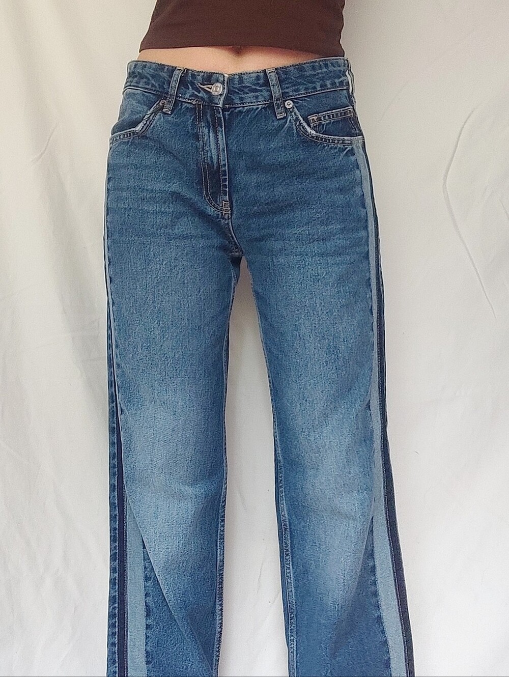 NWT Zara Tall Mid Waist Wide Leg Mid Wash Jeans